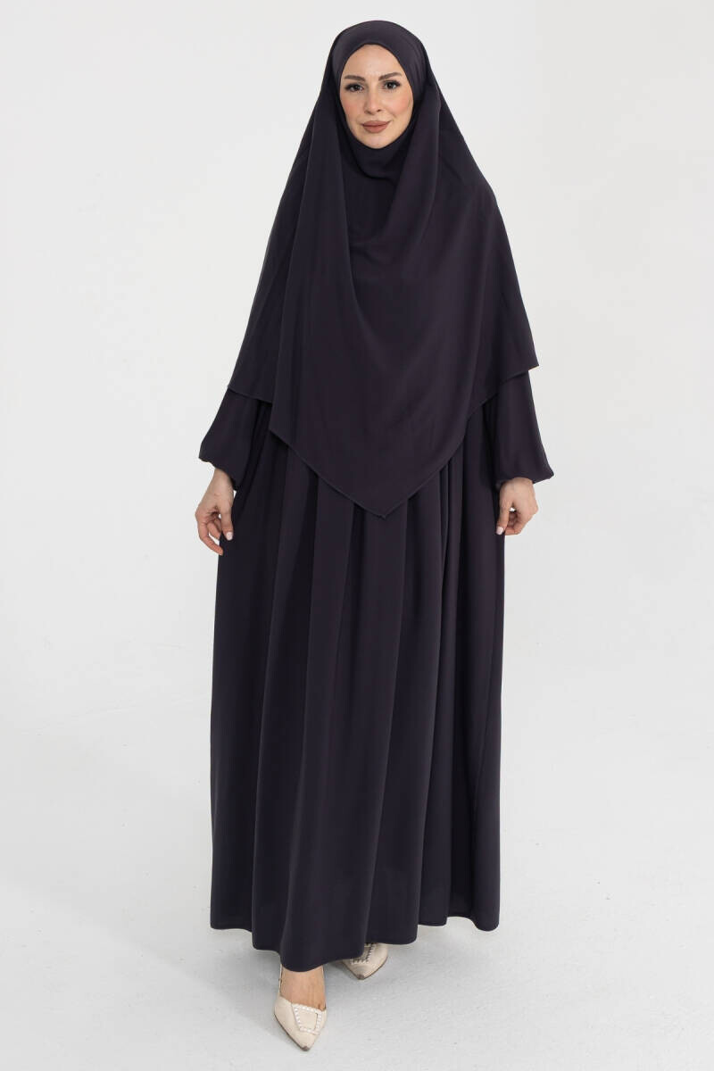 Medine İpeği 3 Parça Hac Umre Ferace Takımı 5003 - Antrasit - 5