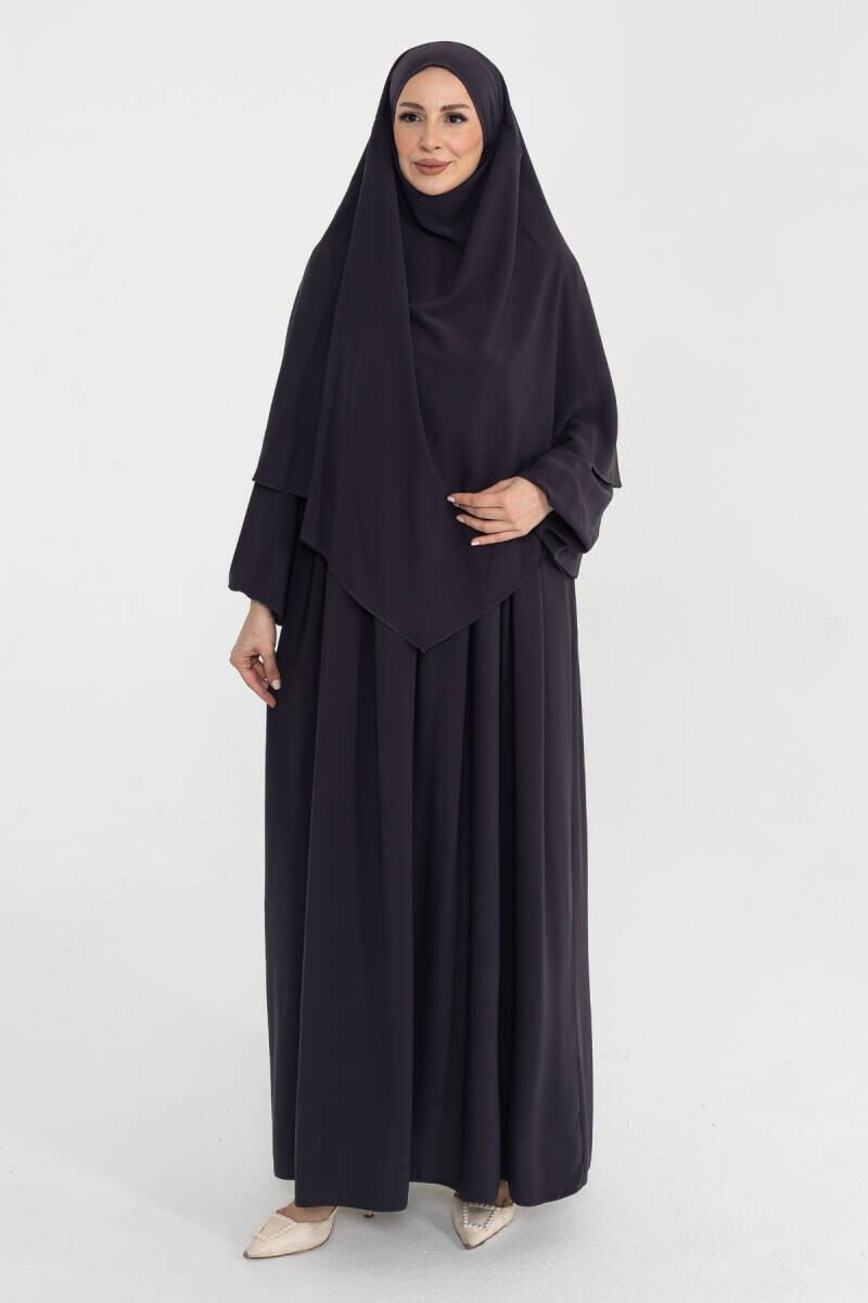 Medine İpeği 3 Parça Hac Umre Ferace Takımı 5003 - Antrasit - 6