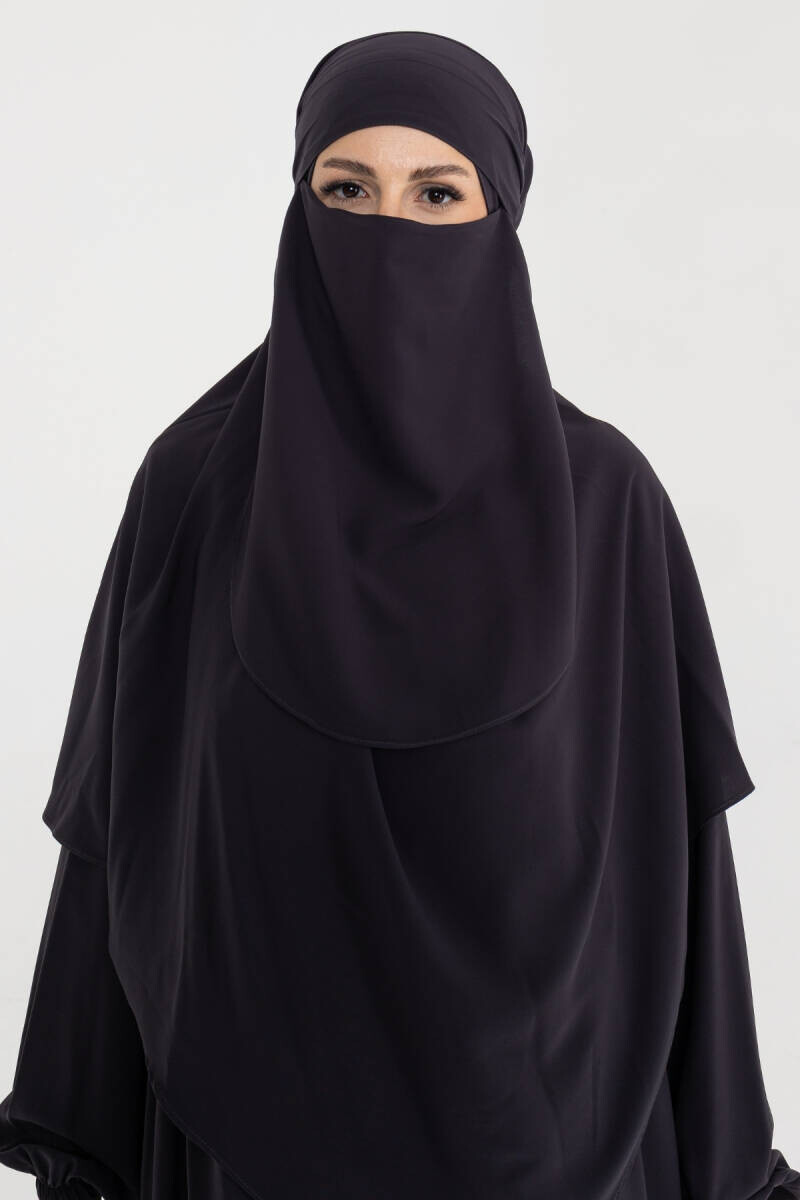 Medine İpeği 3 Parça Hac Umre Ferace Takımı 5003 - Antrasit - 7