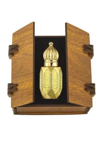 Medine Ravza Kokusu 6Ml Premium Gold Rollon Cam Parfüm Şişe Ve Kadife Süngerli Ceviz Ahşap Kutu - Esved (1)