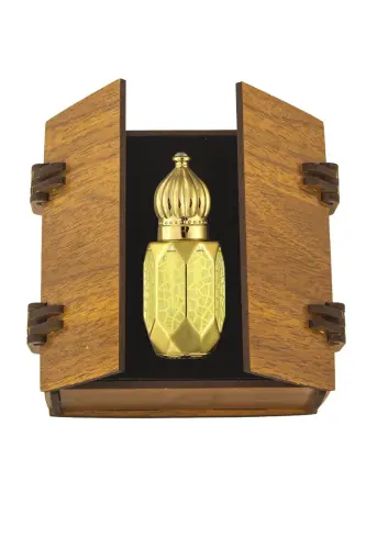 Medine Ravza Kokusu 6Ml Premium Gold Rollon Cam Parfüm Şişe Ve Kadife Süngerli Ceviz Ahşap Kutu - Esved (1)