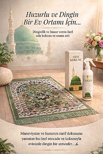 Medine Ravza Desenli Seccade ve Esans Seti Dini Hediyelik Set - 1