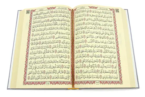 Medium Size Quran with Medina Calligraphy Cover - Gray - 3