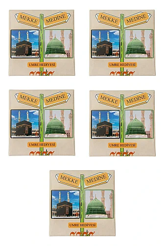 Mekke Medine Temalı Magnet 5 li Set – Umre Hediyelik Buzdolabı Magneti 6.5x6.5 cm - 3