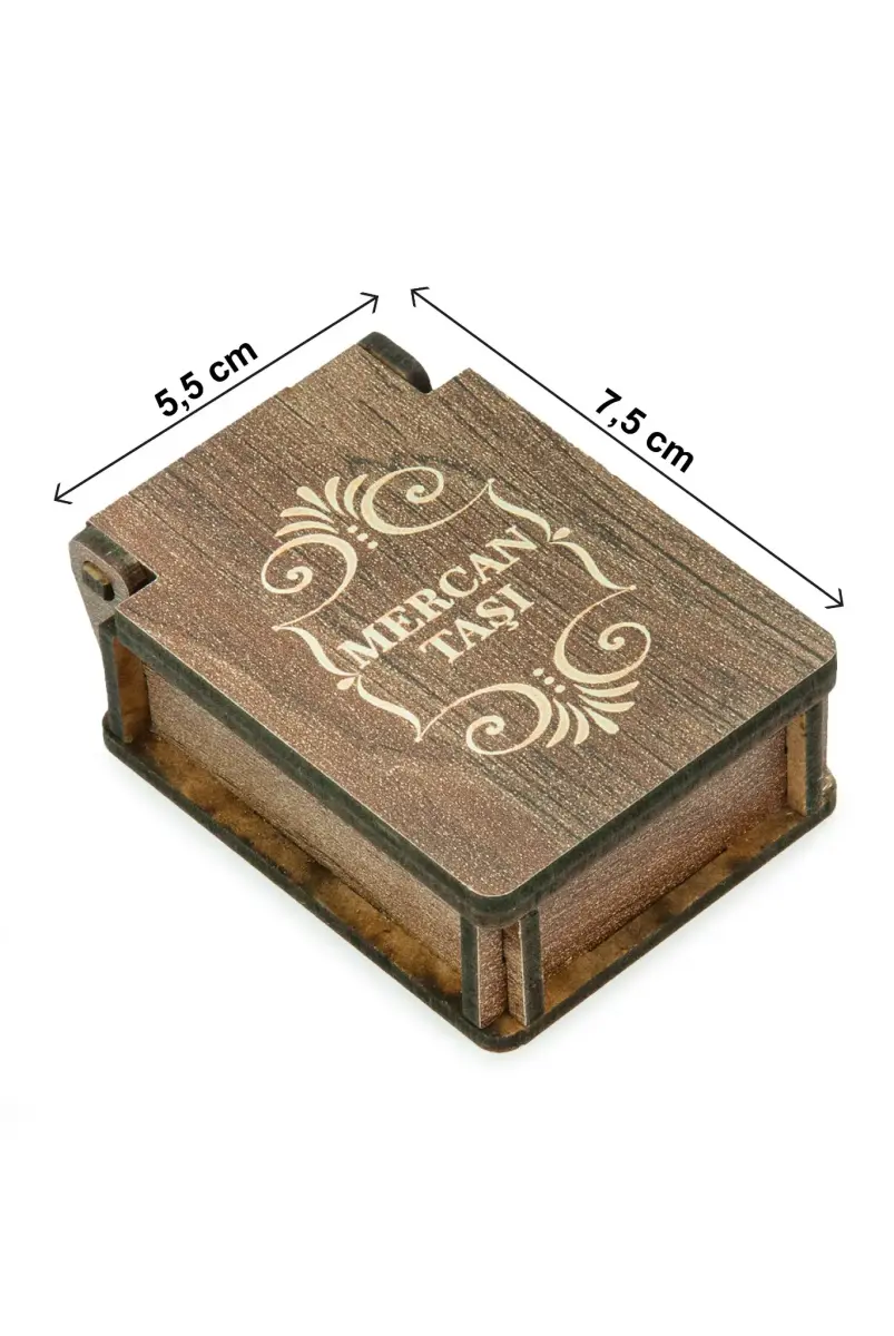 Mercan Taşı Kalp Kolye - Ahşap Kutulu Hediyelik - 3