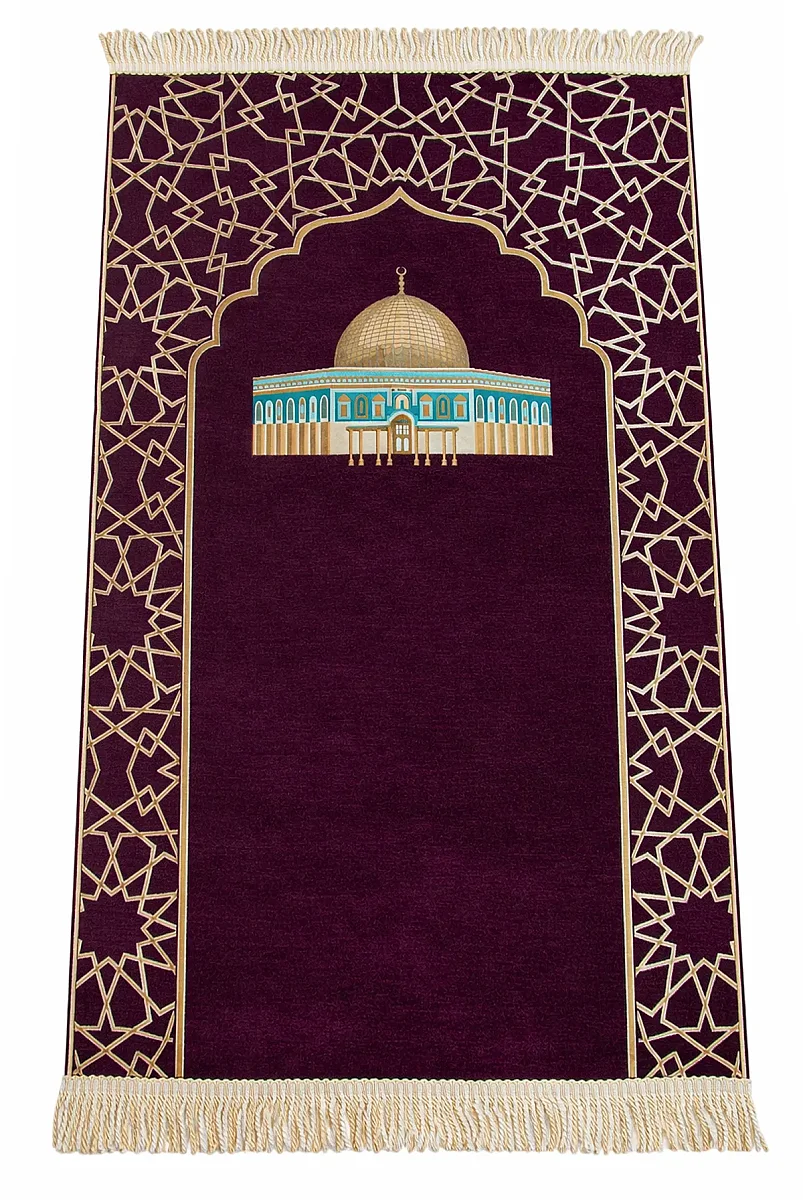 Mescidi Aksa Desenli Şönil Seccade - Mor - 3