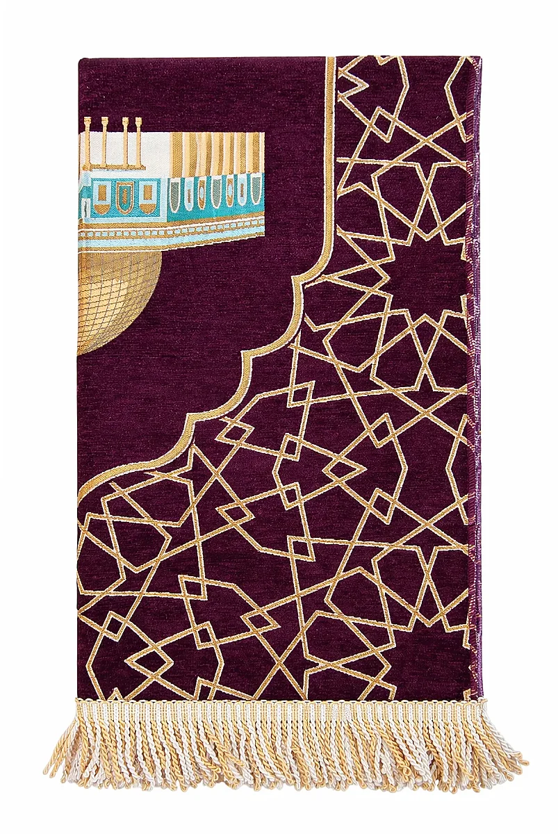 Mescidi Aksa Desenli Şönil Seccade - Mor - 5
