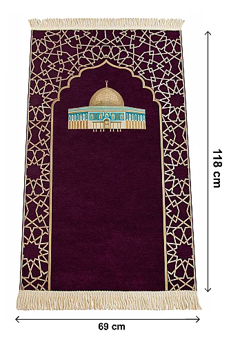 Mescidi Aksa Desenli Şönil Seccade - Mor - ihvanonline (1)