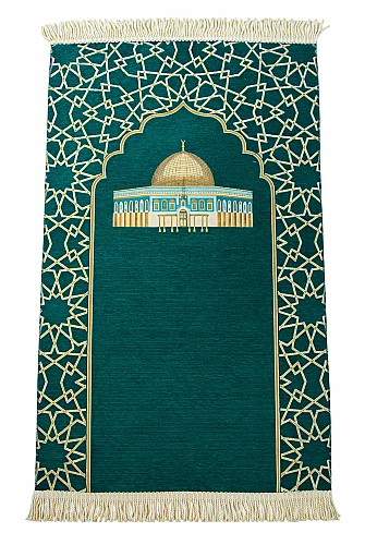 Mescidi Aksa Desenli Şönil Seccade - Yeşil - 3