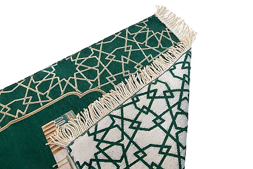 Mescidi Aksa Desenli Şönil Seccade - Yeşil - 4