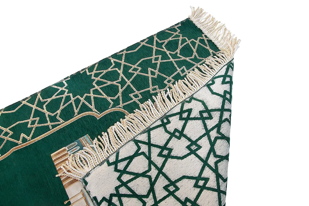 Mescidi Aksa Desenli Şönil Seccade - Yeşil - 4