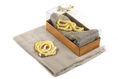 Mevlid Hediye Seti - Tesbihli - Örtülü - Krem Renk - İhvan (1)