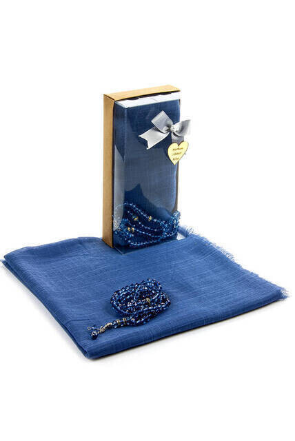 Mevlid Gift Set - Rosary - Covered - Blue Color - Thumbnail