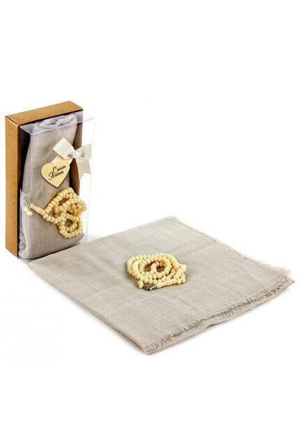 Mevlid Gift Set - Rosary - Covered - Cream Color