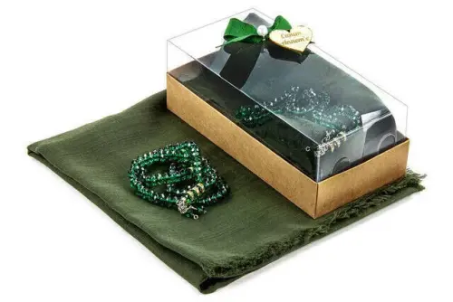 Mevlid Gift Set - Rosary - Covered - Green Color - İhvan (1)