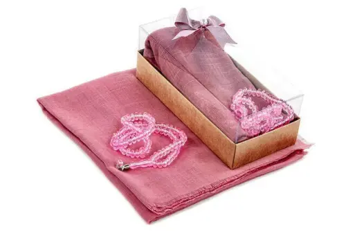 Mevlid Gift Set - Rosary - Covered - Pink Color - İhvan (1)