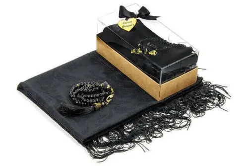Mevlid Gift Set - Rosary - Shawl Covered - Black Color - İhvan (1)