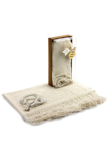 Mevlid Gift Set - Rosary - Shawl Covered - Cream Color