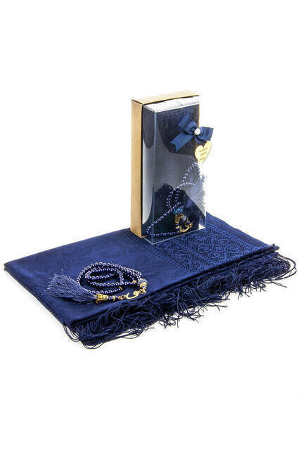 Mevlid Gift Set - Rosary - Shawl Covered - Navy Color