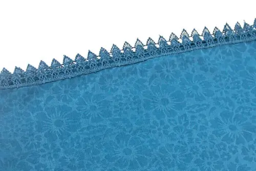 Mevlid Gift Set with Cylinder Box - Pearl Rosary - Cotton Patterned Scalloped Mevlid Covered - Petrol Color - 6