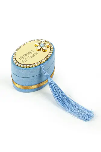 Mevlüt Gift Set with Zikirmatik and Pearl Rosary in a Custom Velvet Box Blue - İhvan (1)