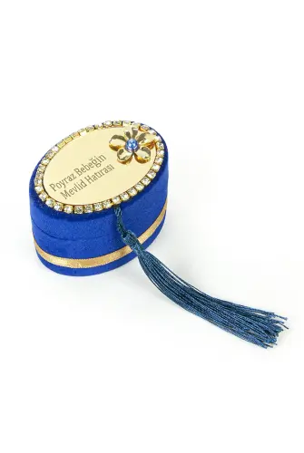 Mevlüt Gift Set with Zikirmatik and Pearl Rosary in a Custom Velvet Box Navy Blue - İhvan (1)