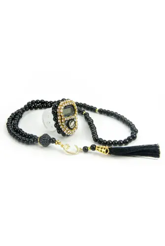 Mevlüt Set Gift Stone Zikirmatik and Pearl Look Rosary Black - İhvan (1)