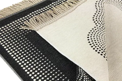 Mihrab Patterned Flat Chenille Prayer Rug Cream - İhvan (1)