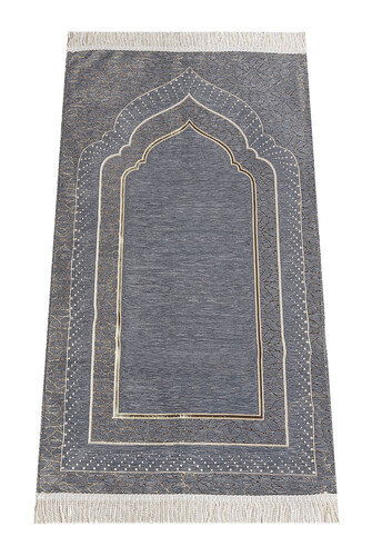 Mihrap Desenli Astarlı Şönil Seccade - Gri 