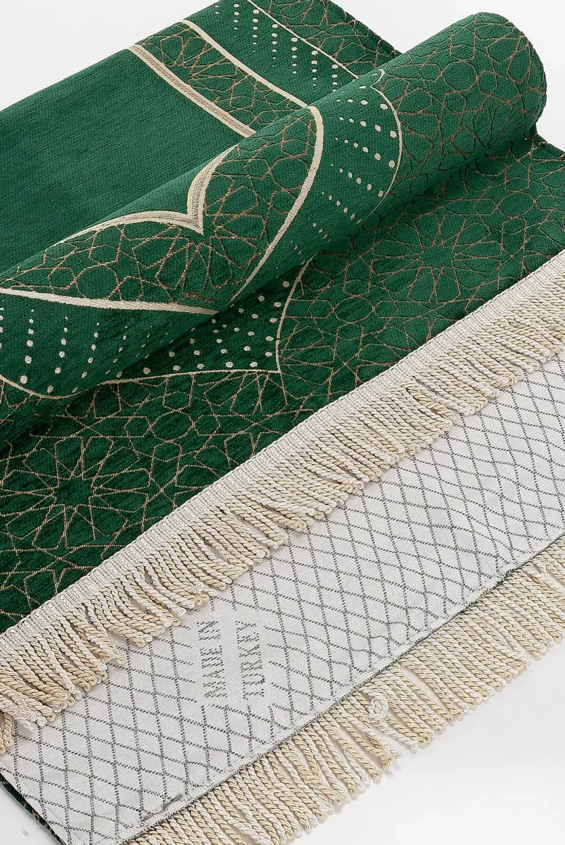 Mihrap Desenli Astarlı Şönil Seccade - Yeşil - 4
