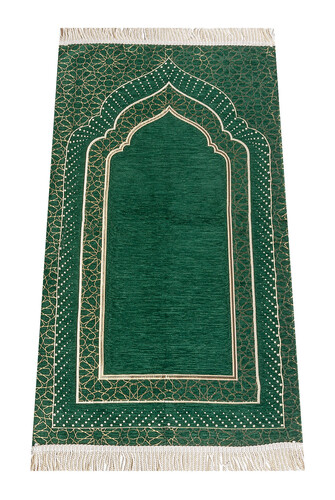 Mihrap Desenli Astarlı Şönil Seccade - Yeşil 