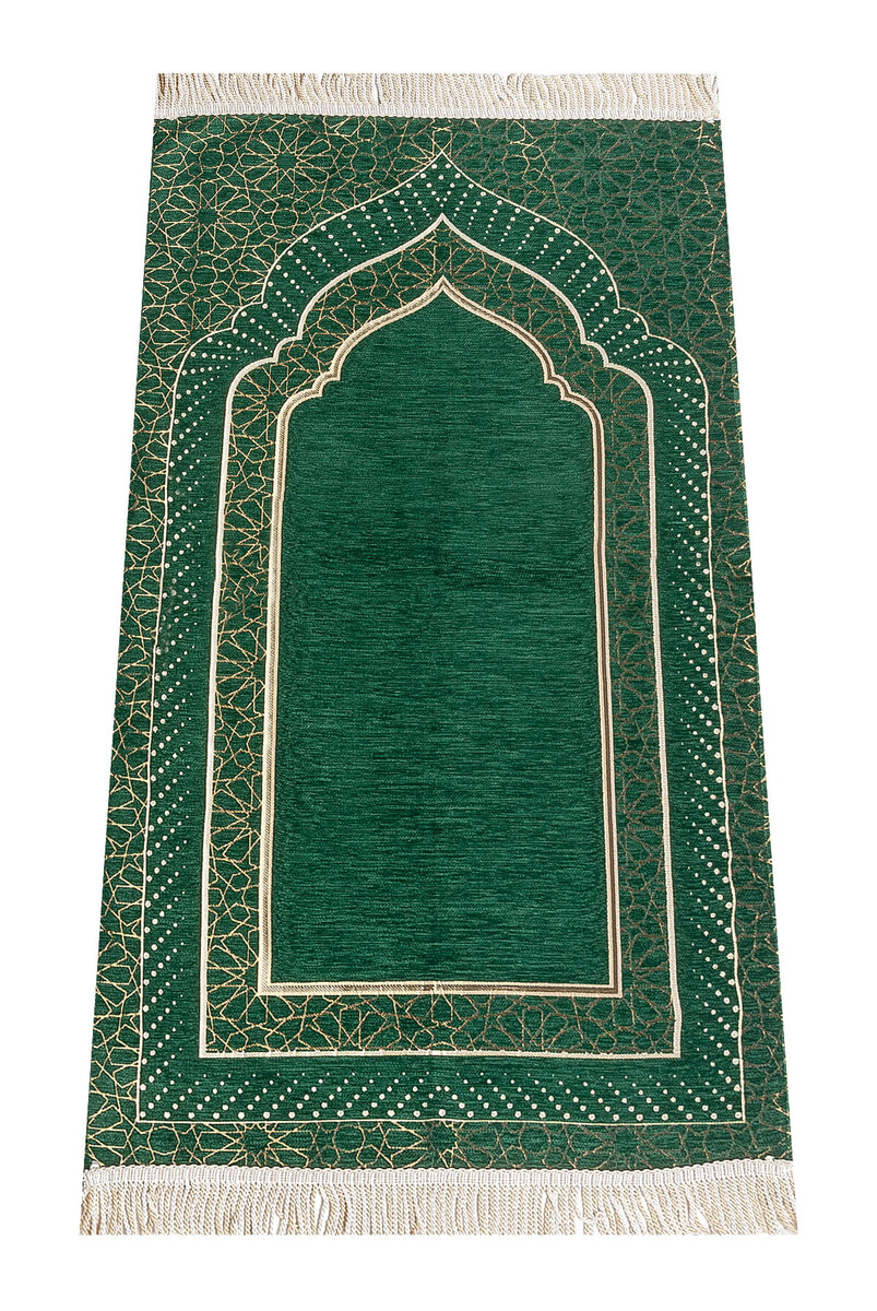 Mihrap Desenli Astarlı Şönil Seccade - Yeşil - 1
