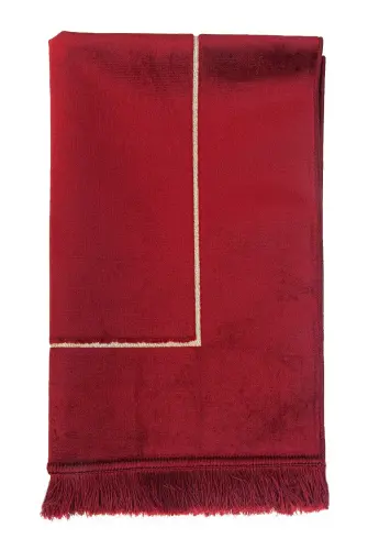 Mihrap Desenli Kadife Seccade Bordo - 4