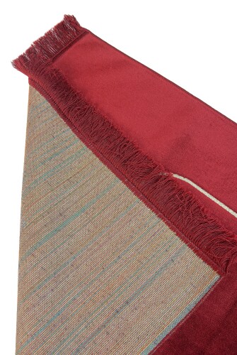 Mihrap Desenli Kadife Seccade Bordo - 2