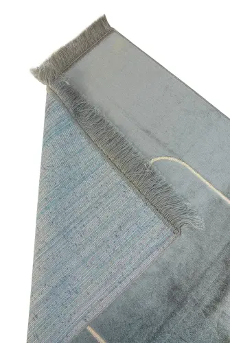 Mihrap Desenli Kadife Seccade Gri - ihvanonline (1)