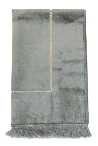 Mihrap Desenli Kadife Seccade Gri - 4