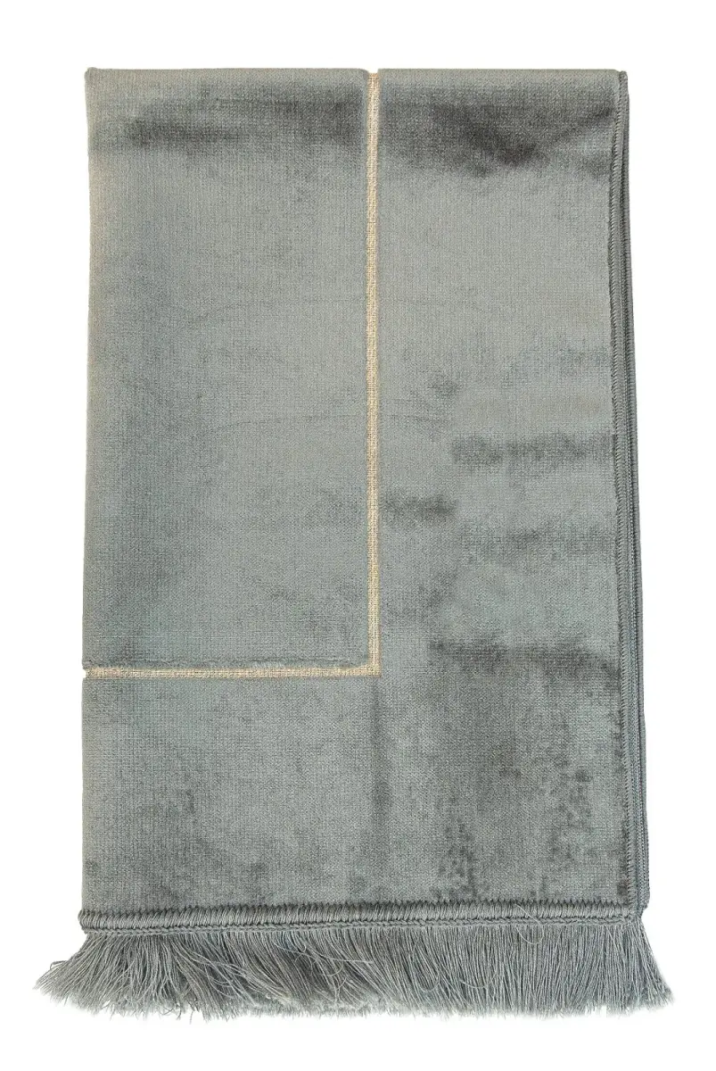 Mihrap Desenli Kadife Seccade Gri - 4