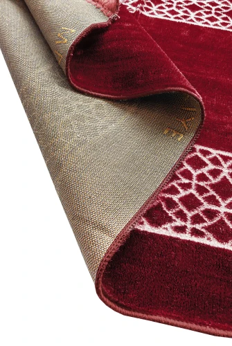 Mihrap Motifli Kadife Seccade Bordo - 3