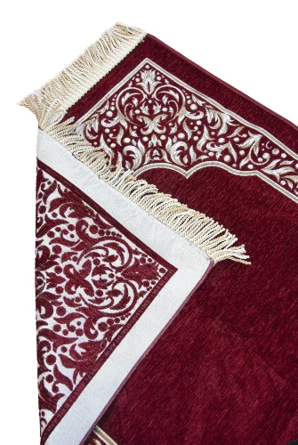 Mihrap Motifli Şönil Dokuma Kişiye Özel İsimli Seccade Bordo - 3