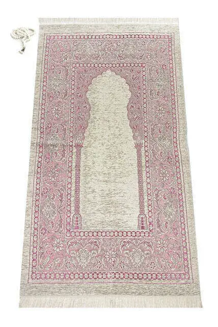 Mihraplı Şönil Lüks Seccade Pembe - 1