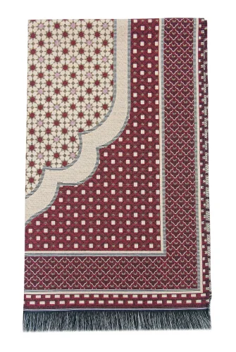 Hafif Taşınabilir Mihraplı Yıldız Desenli Goblen Seccade - Kırmızı - 4