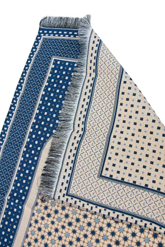 Hafif Taşınabilir Mihraplı Yıldız Desenli Goblen Seccade - Lacivert - 3