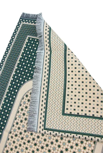 Hafif Taşınabilir Mihraplı Yıldız Desenli Goblen Seccade - Yeşil - 3