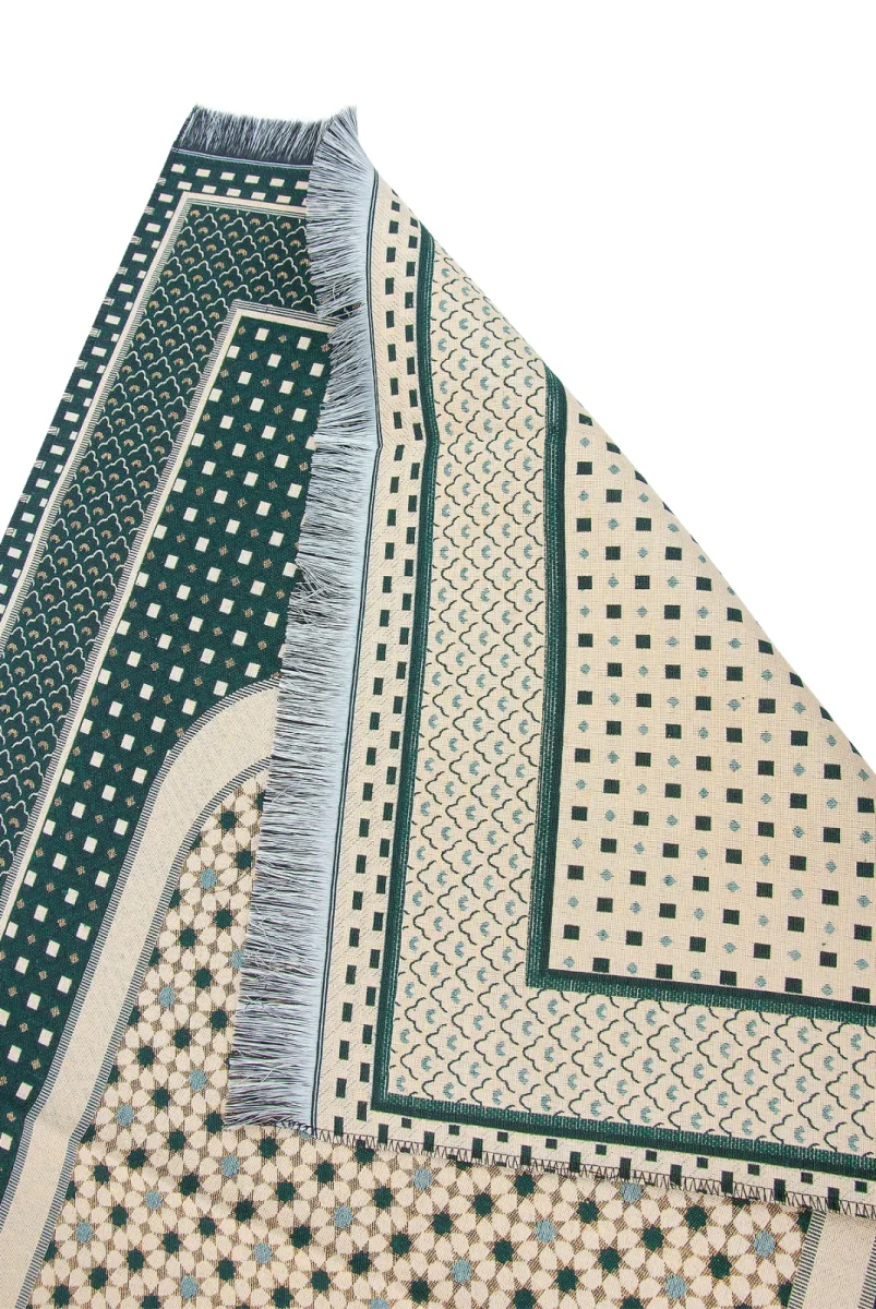 Hafif Taşınabilir Mihraplı Yıldız Desenli Goblen Seccade - Yeşil - 3