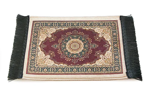 Mini Alın Seccadesi Kaymaz Taban Desenli Cep Tipi Seyahat Namaz Seccadesi - Bordo - 4