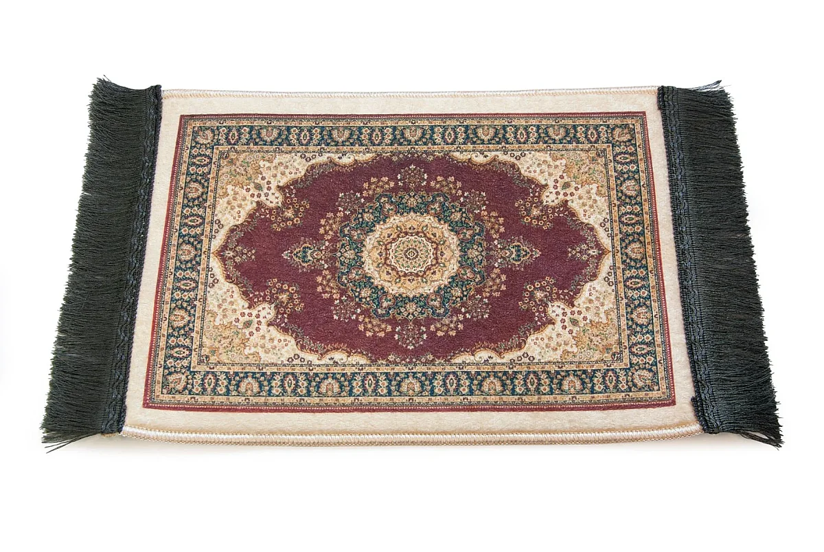 Mini Alın Seccadesi Kaymaz Taban Desenli Cep Tipi Seyahat Namaz Seccadesi - Bordo - 4