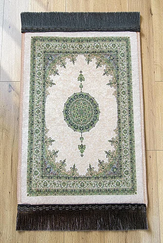 Mini Alın Seccadesi Kaymaz Taban Desenli Cep Tipi Seyahat Namaz Seccadesi - Krem - ihvanonline (1)