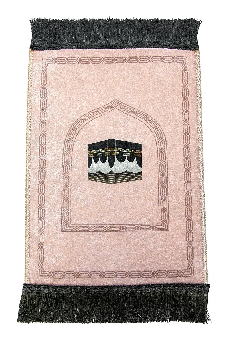 Mini Alın Seccadesi Kaymaz Taban Desenli Cep Tipi Seyahat Namaz Seccadesi - Pembe - 3