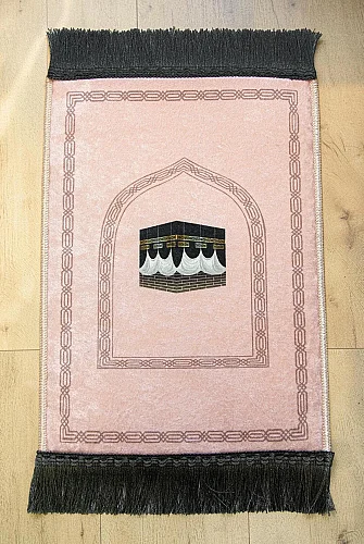 Mini Alın Seccadesi Kaymaz Taban Desenli Cep Tipi Seyahat Namaz Seccadesi - Pembe - ihvanonline (1)