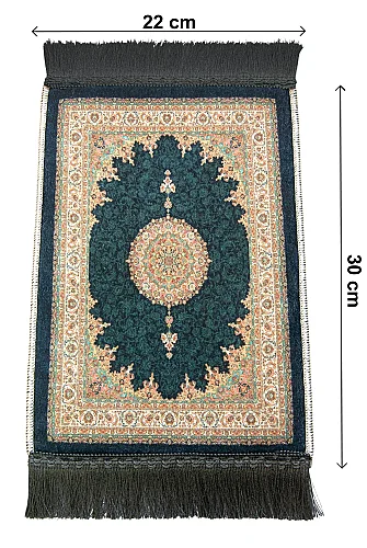 Mini Alın Seccadesi Kaymaz Taban Desenli Cep Tipi Seyahat Namaz Seccadesi - Petrol Yeşili - 3